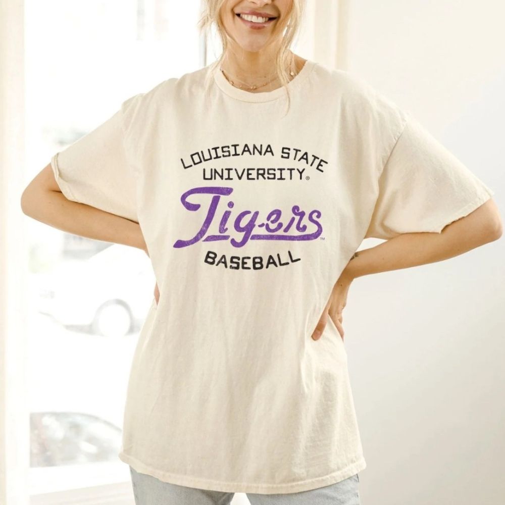 Lsu Vintage Baseball Thrifted Tee