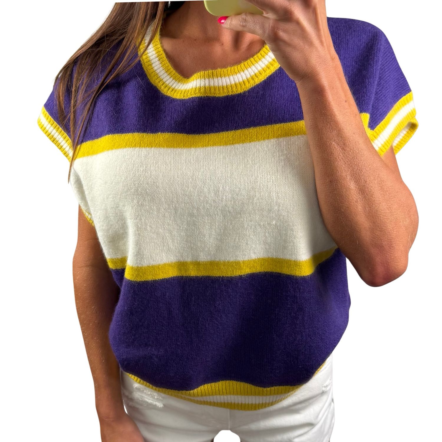 Striped Color Block Game Day Top