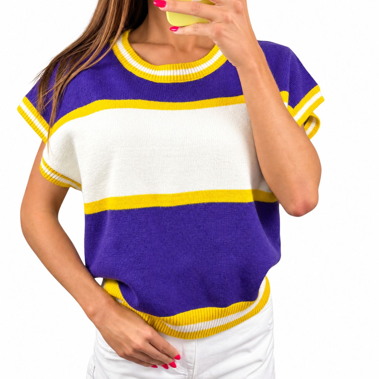 Striped Color Block Game Day Top