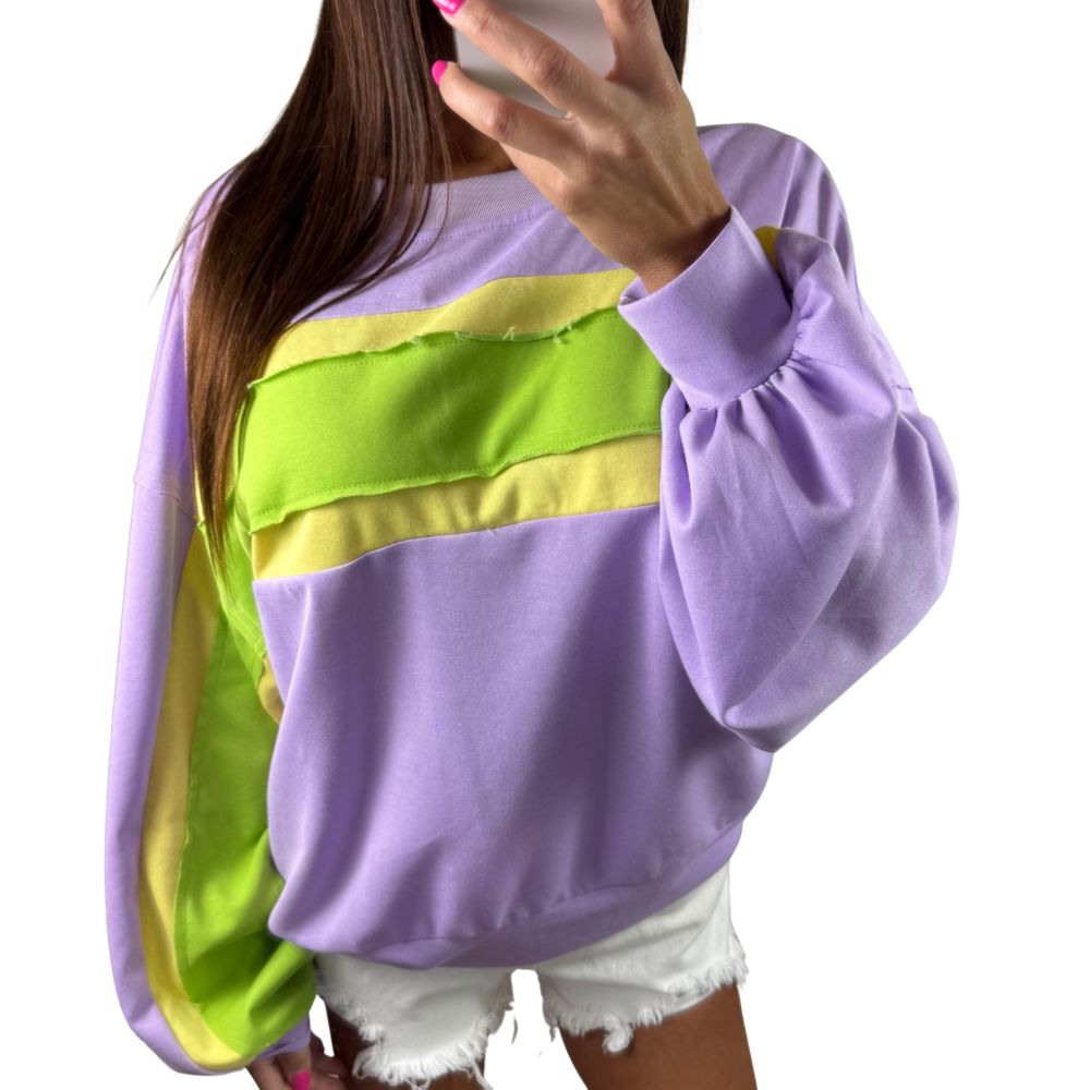 Mardi Gras Stripe Color Block Pullover