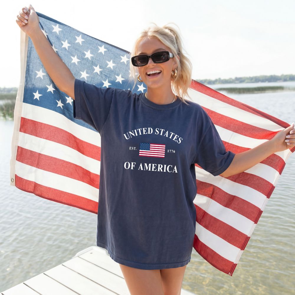 United State Of America Navy Vintage Wash Tee