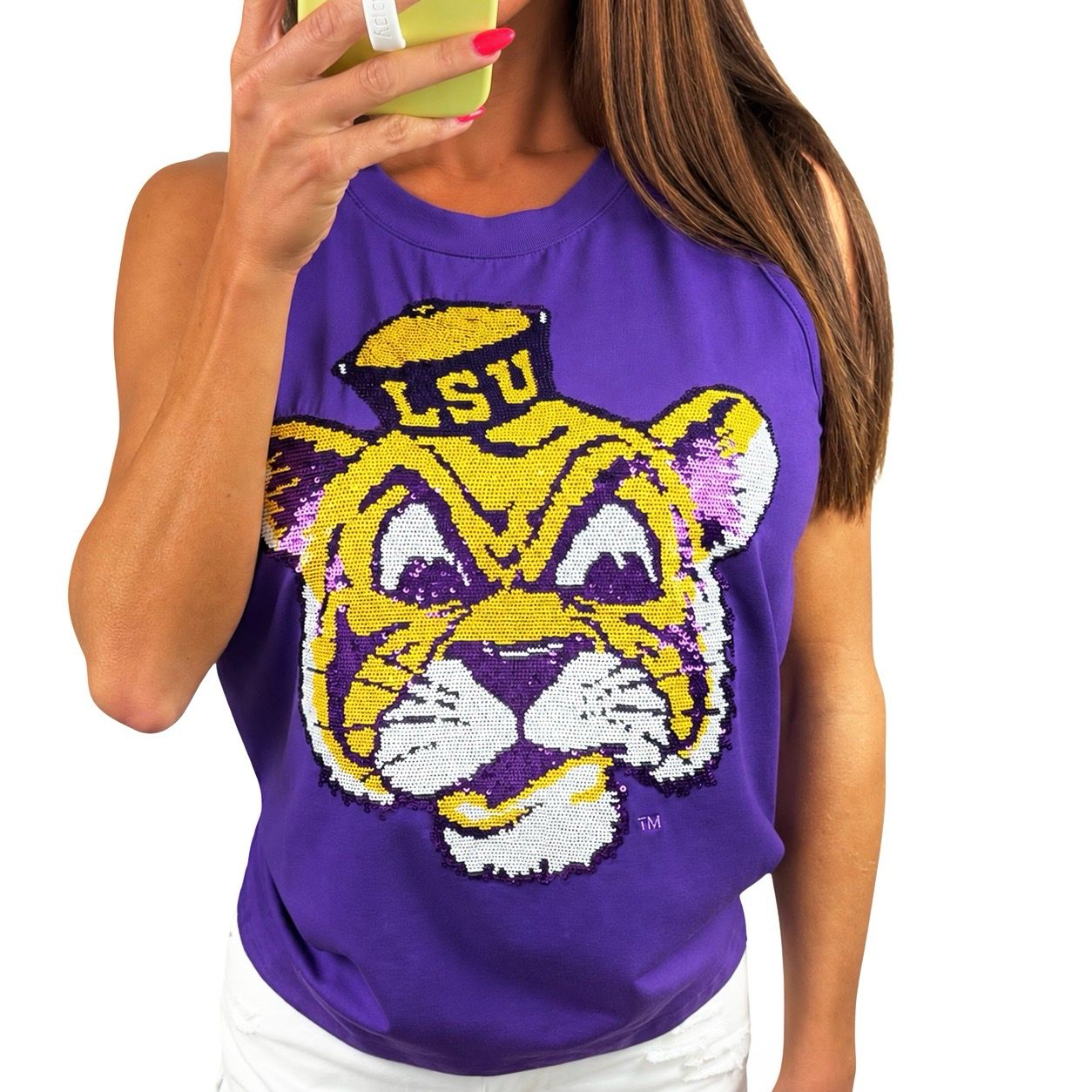 LSU Vintage Mike The Tiger Sequin Tank - Purple