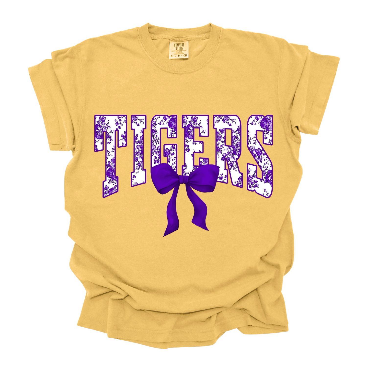 Gold Tigers Floral Coquette Vintage Wash Tee