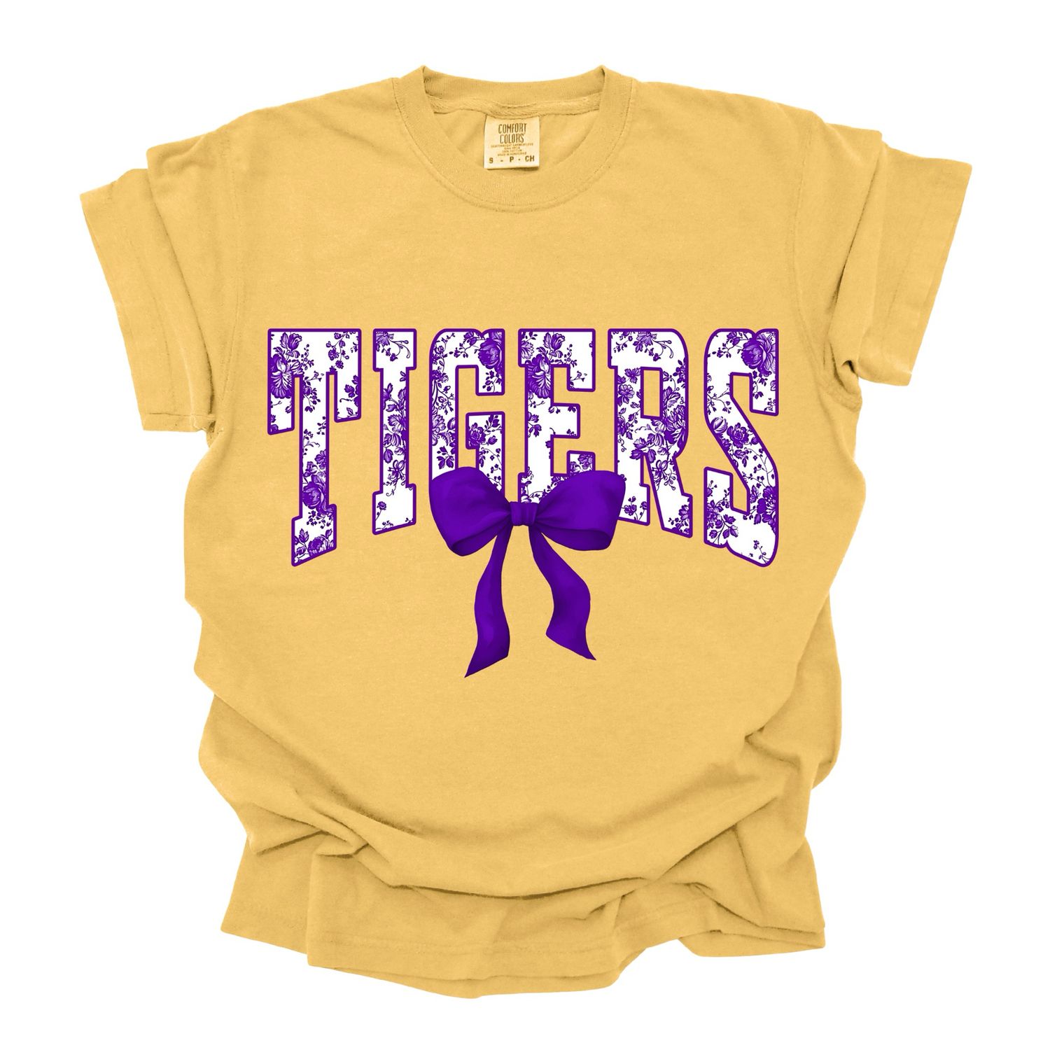 Gold Tigers Floral Coquette Vintage Wash Tee