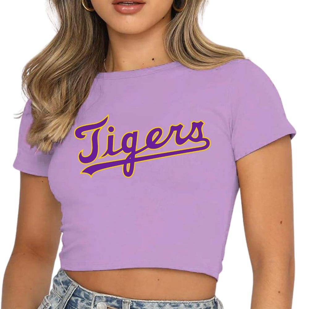 Lavender Tigers Cropped Tee