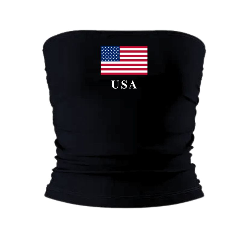 USA Flag Strapless Top - Black
