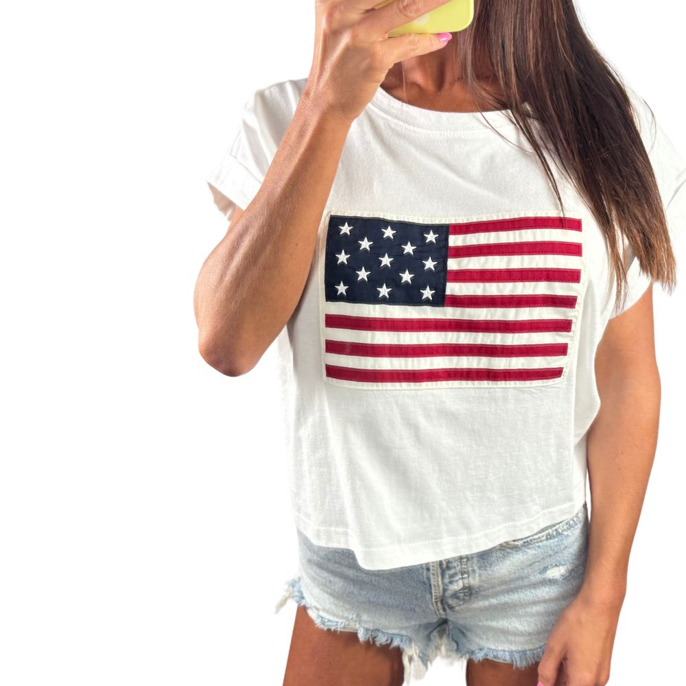 American Flag Boxy Crop