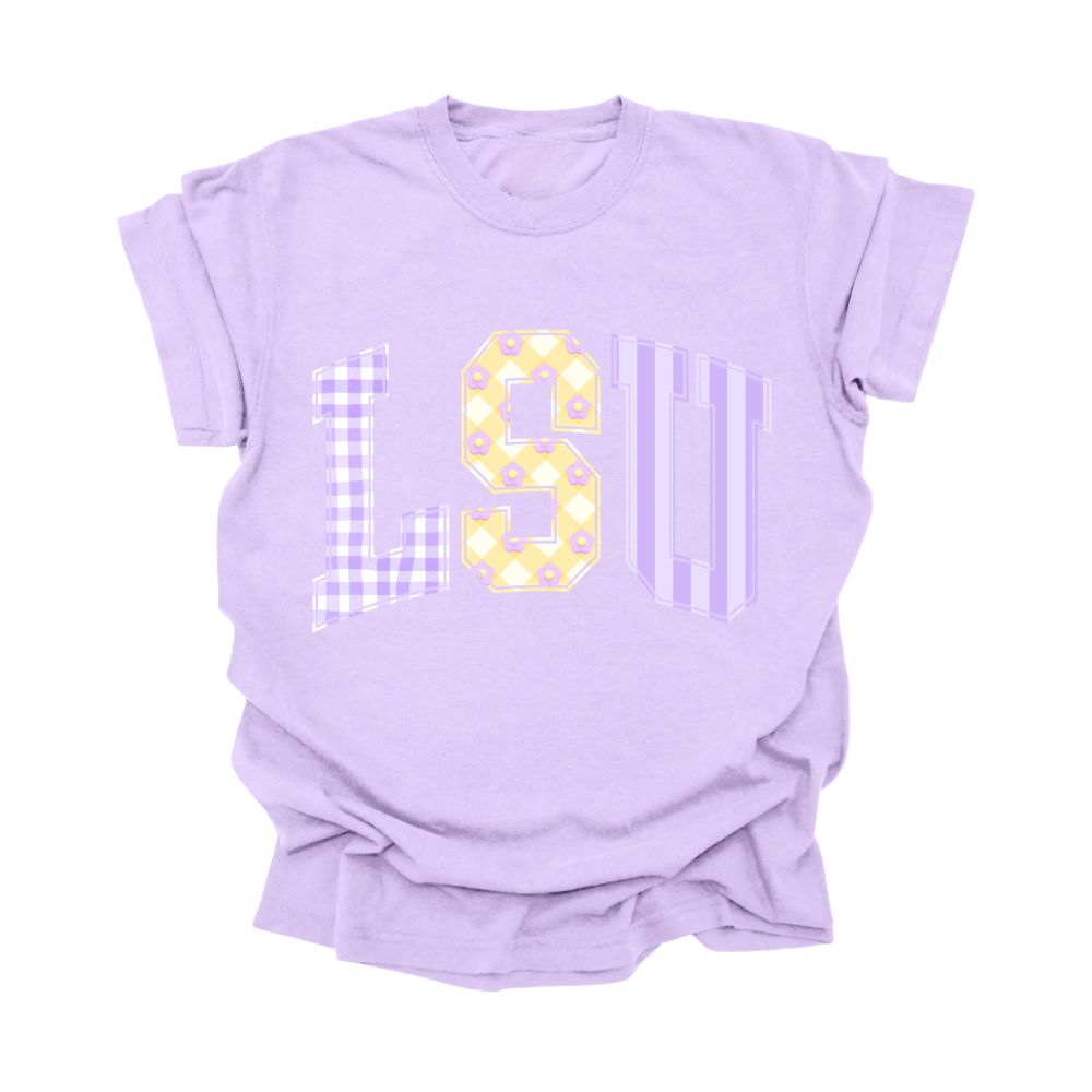 Lavender Girly LSU Game Day Tee