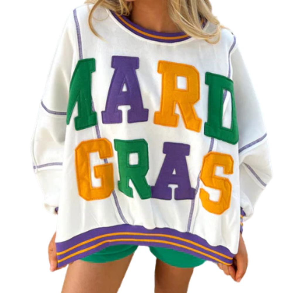 Mardi Gras Varsity Sweater