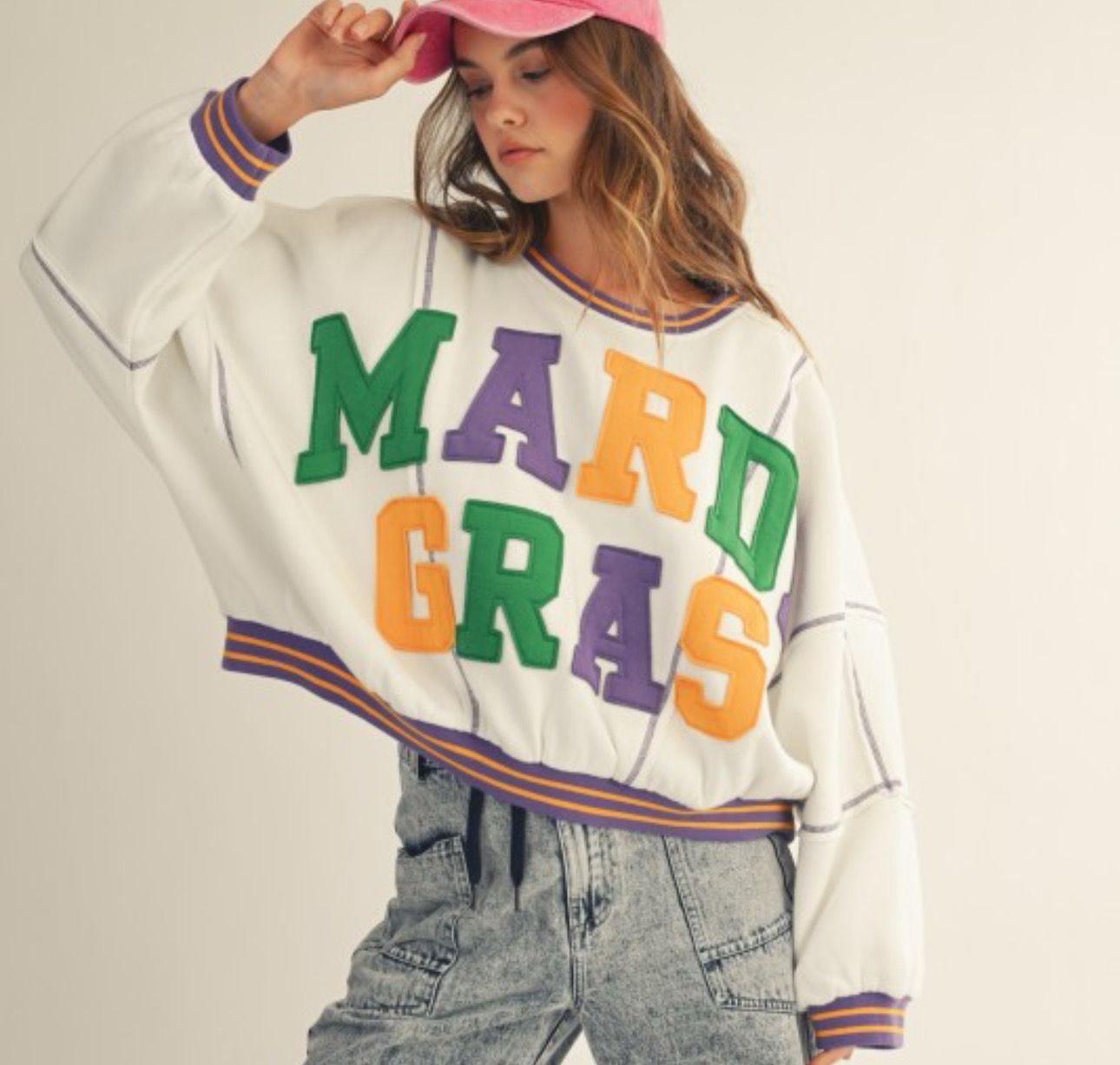 Mardi Gras Varsity Sweater