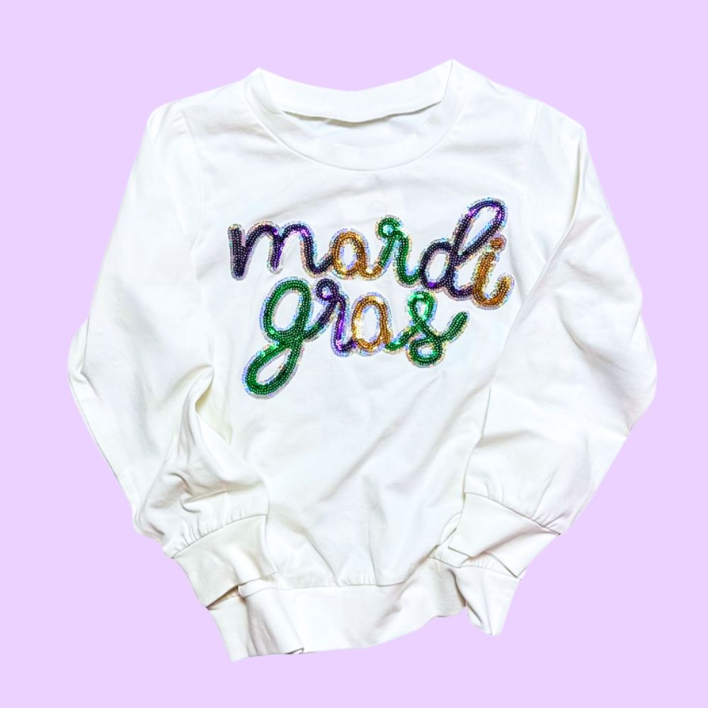 Girls Sequin Mardi Gras Pullover