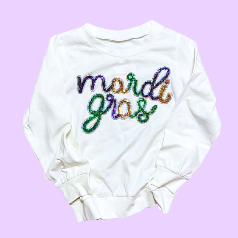 Girls Sequin Mardi Gras Pullover