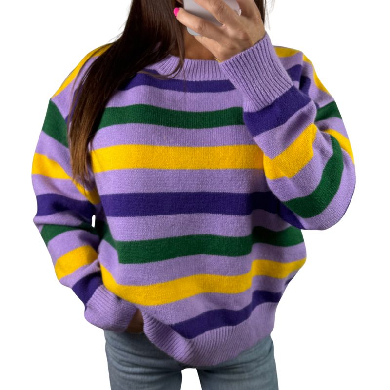 Mardi Gras Striped Sweater