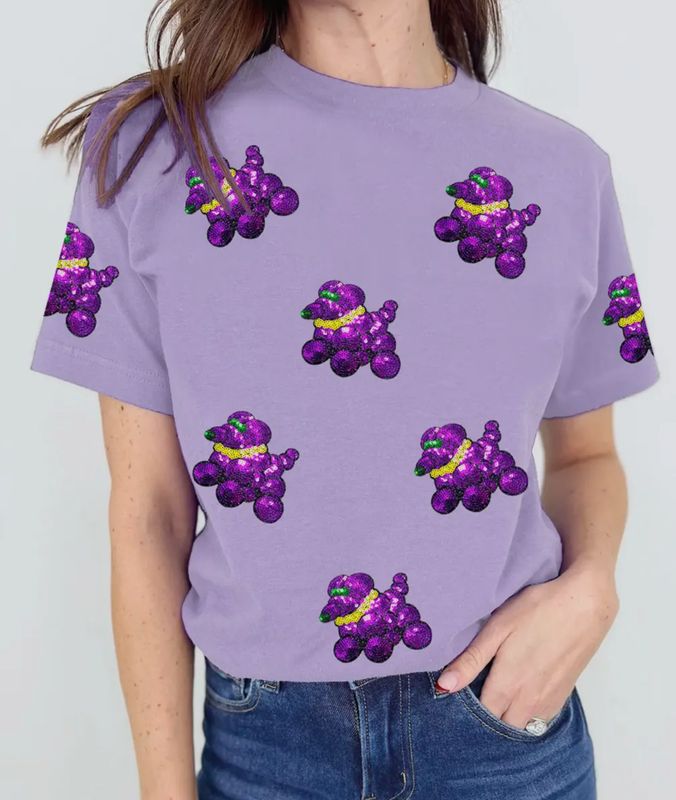 Sequin Mardi Gras Bead Dog Top