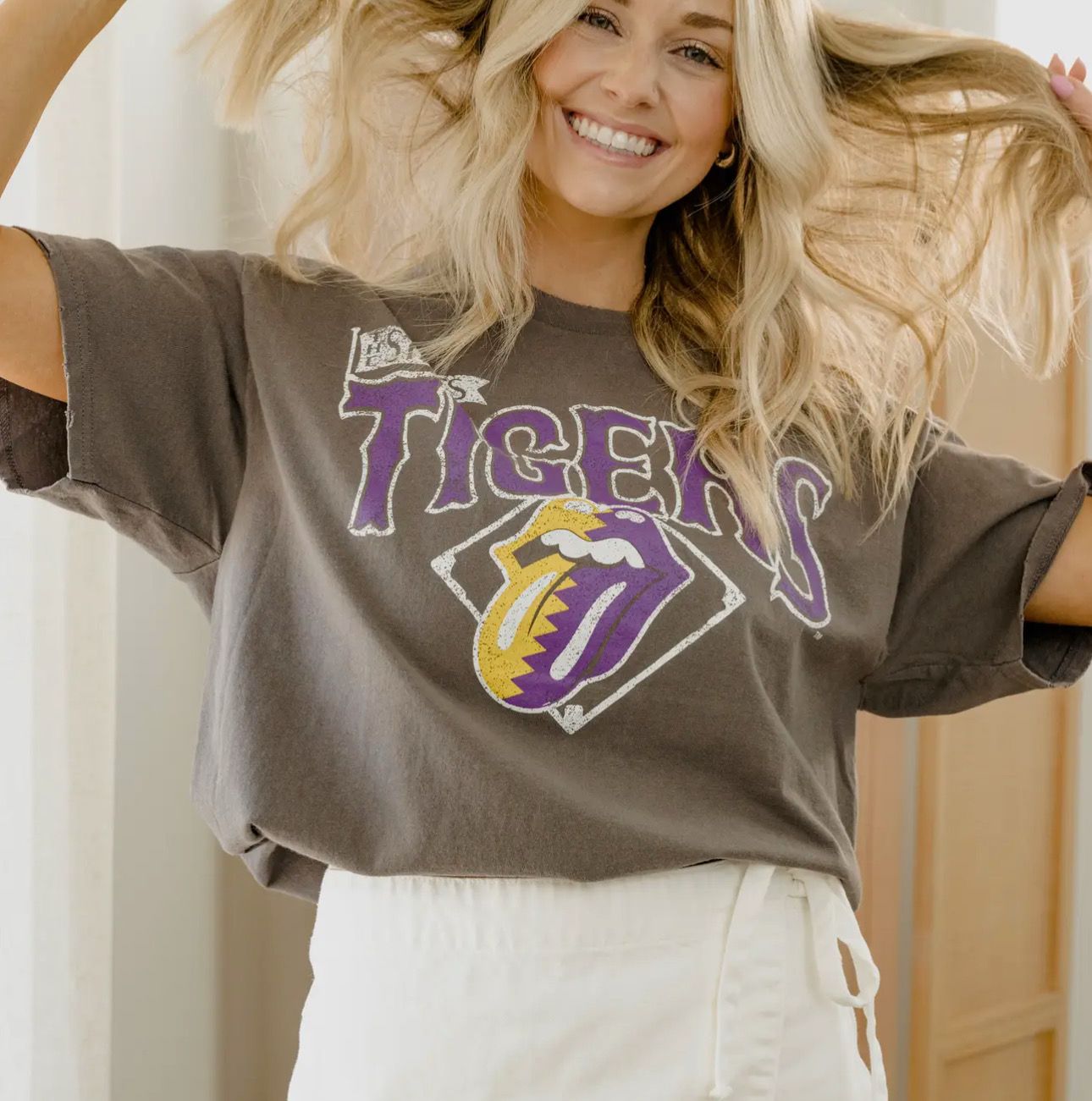 Thrifted LSU Baseball Rolling Stones Tee