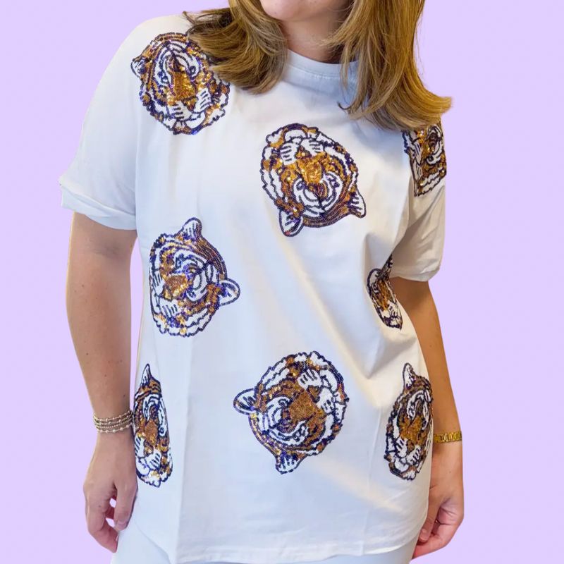 Sequin Tiger Oversized Top