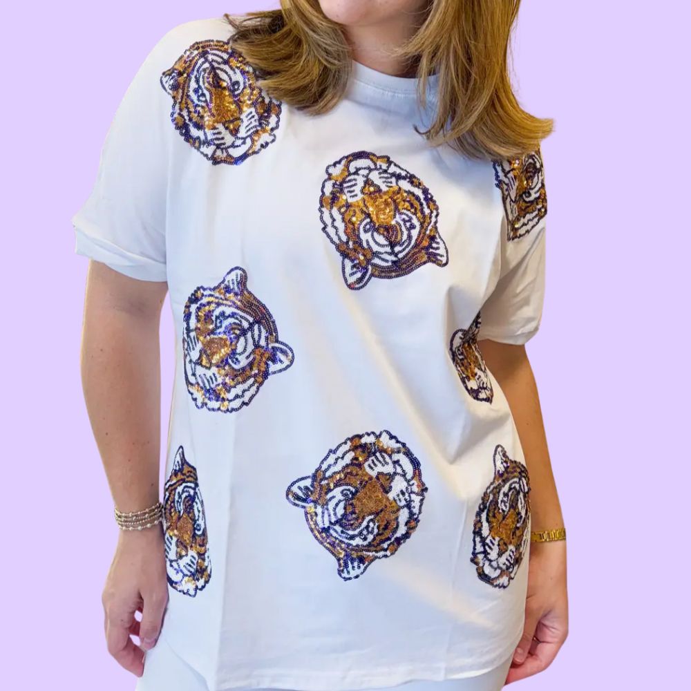 Sequin Tiger Oversized Top
