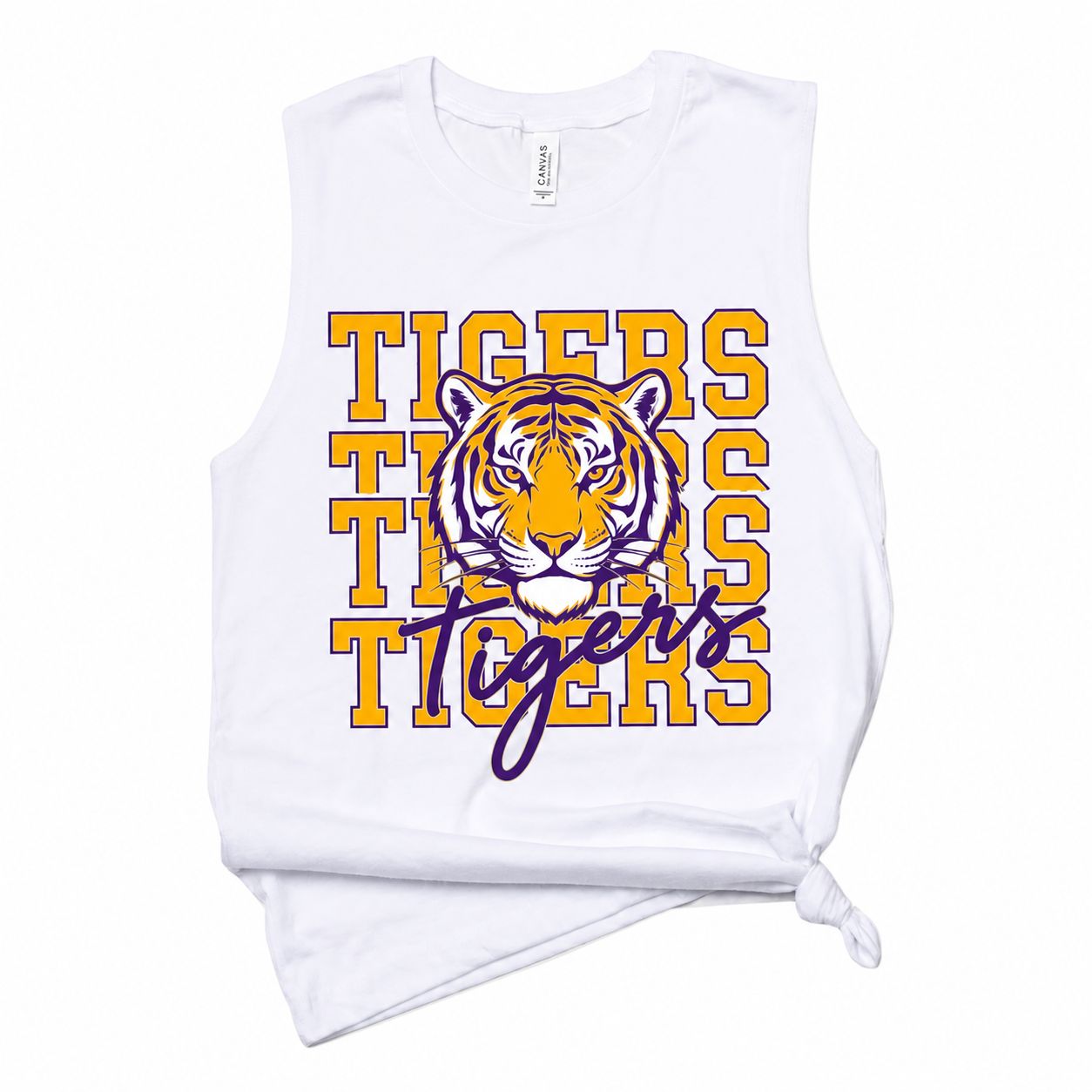 Stacked Tigers Tank - White