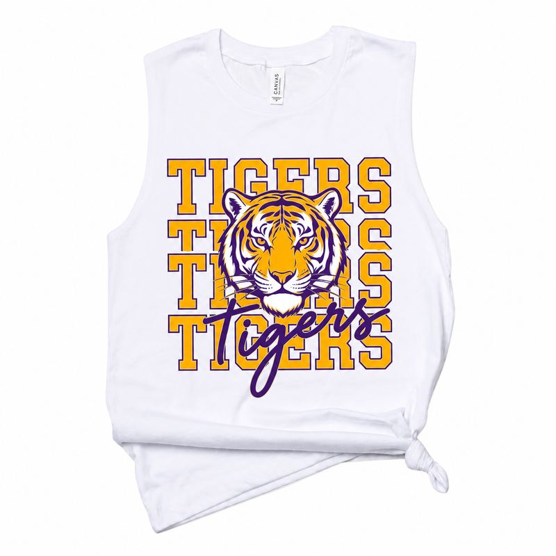 Stacked Tigers Tank - White