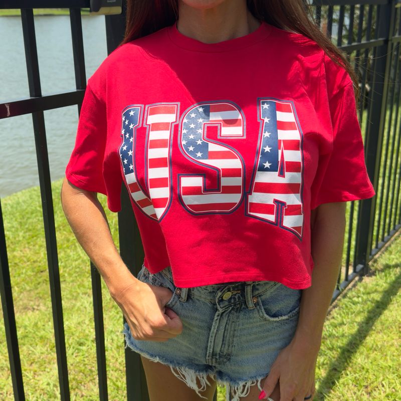 USA flag Oversized Crop