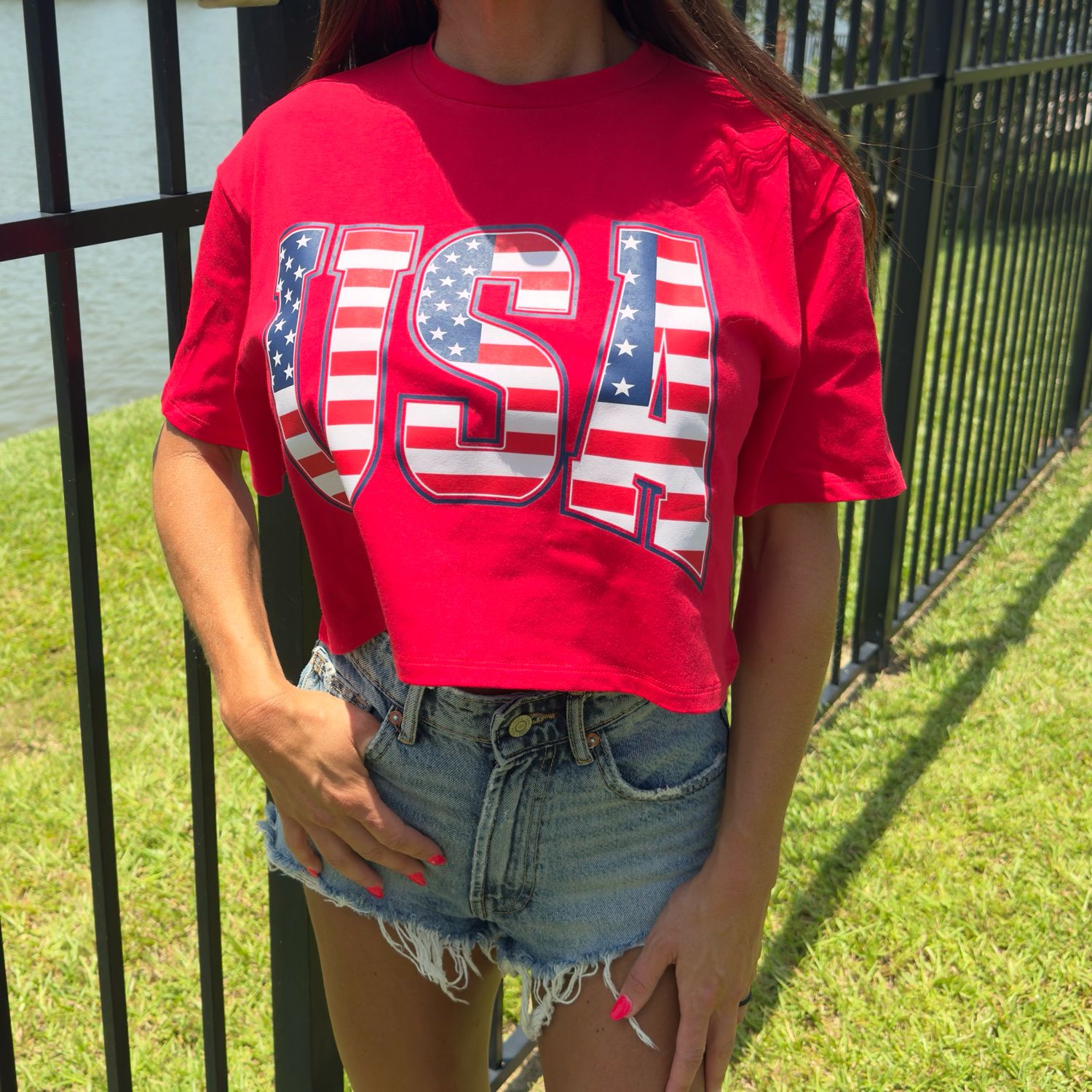 USA flag Oversized Crop