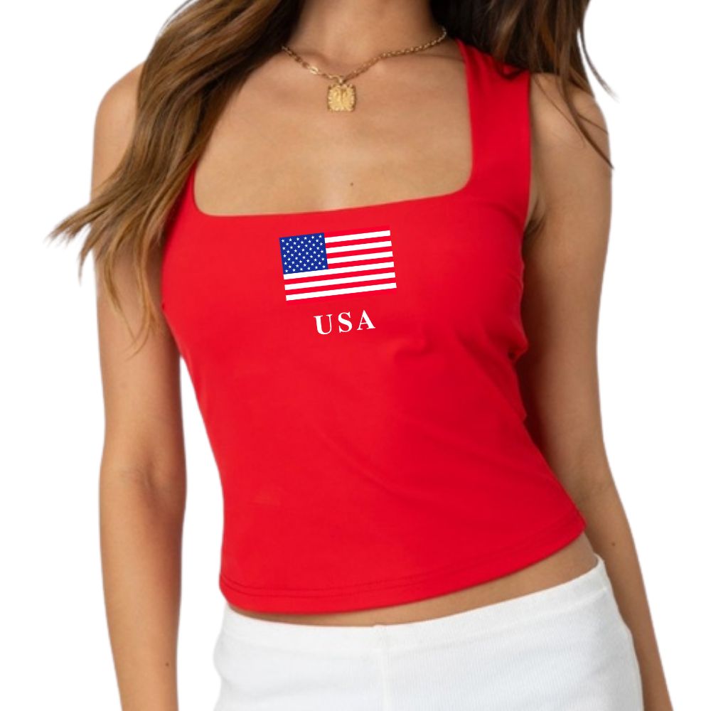 USA “No Bra” Cropped Tank