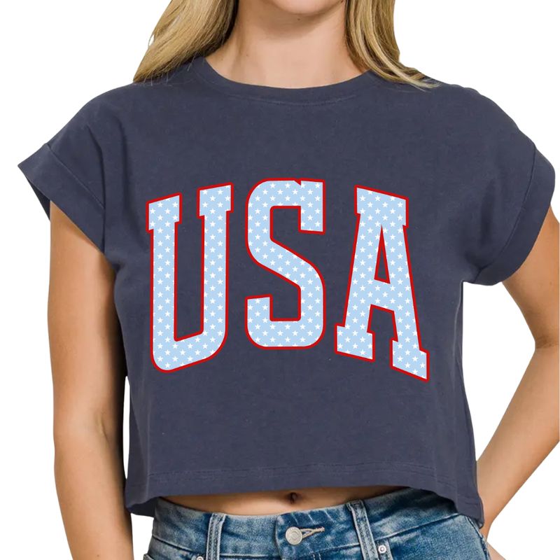 USA Stars Oversized Crop