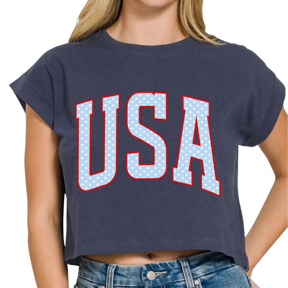 USA Stars Oversized Crop