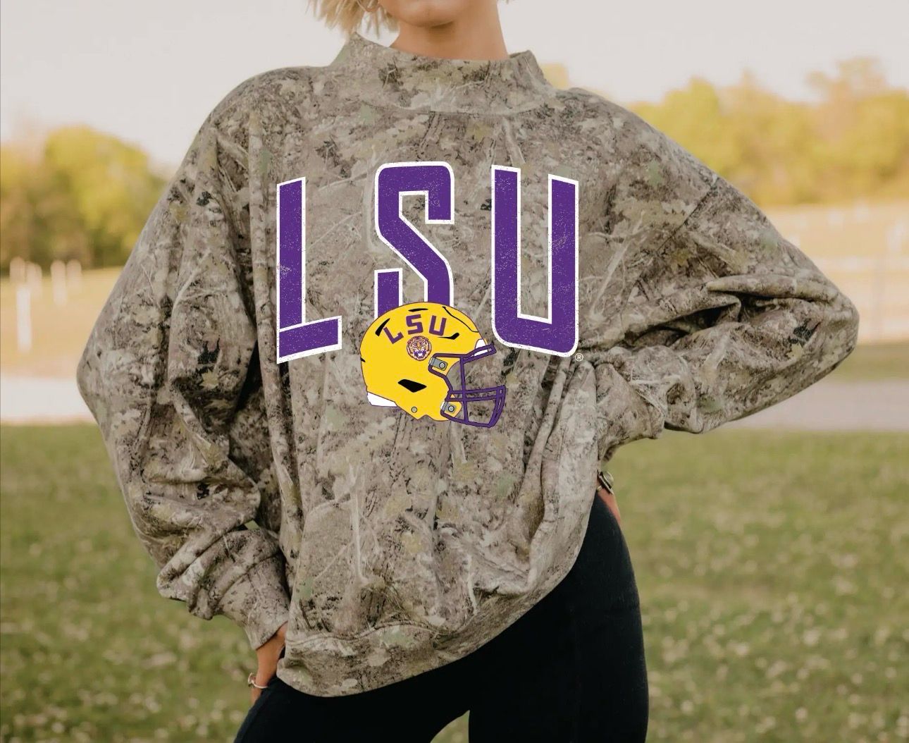 Camo LSU Mockneck