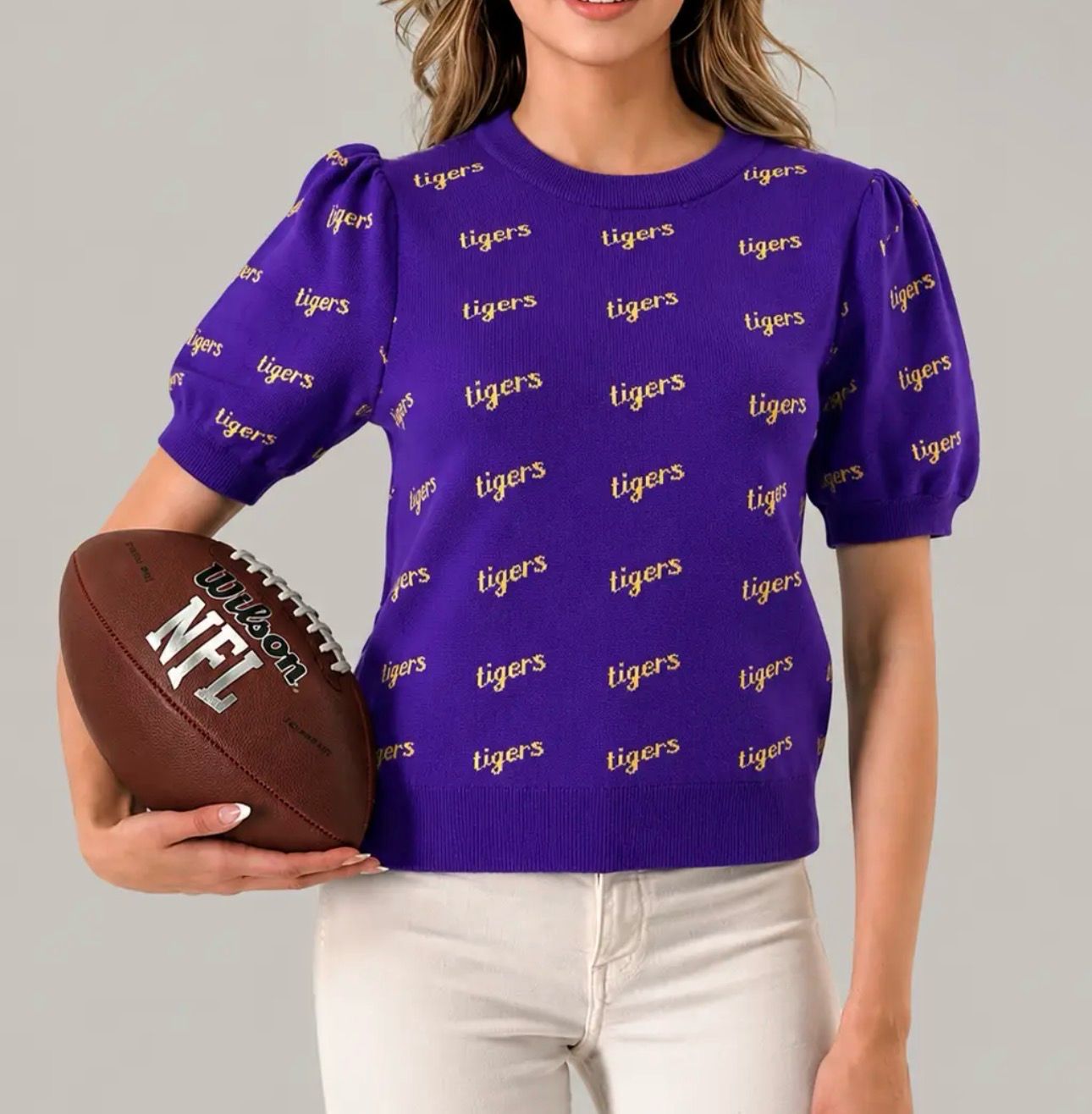 Tigers Puff Sleeve Sweater Top