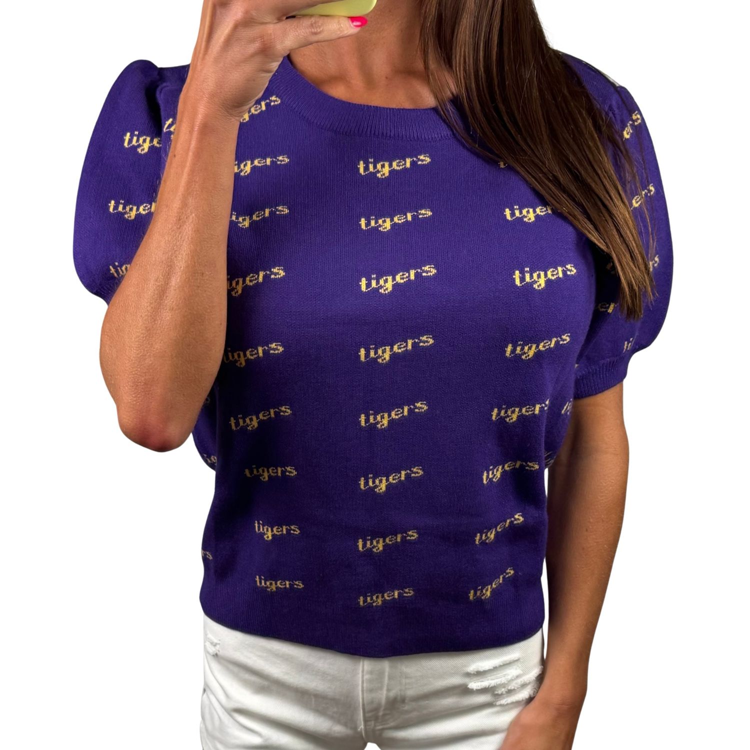 Tigers Puff Sleeve Sweater Top