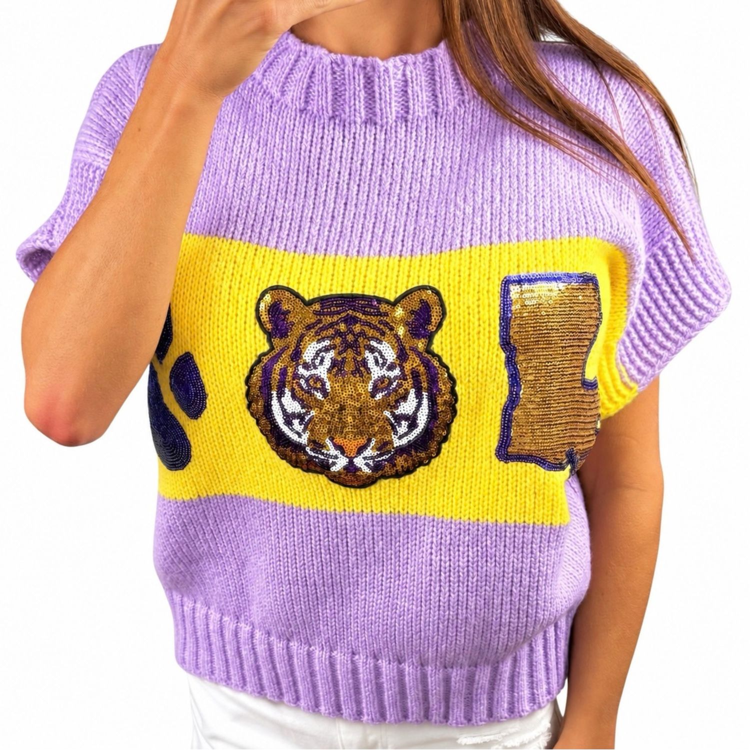 Louisiana Icons Sequin Sweater Top