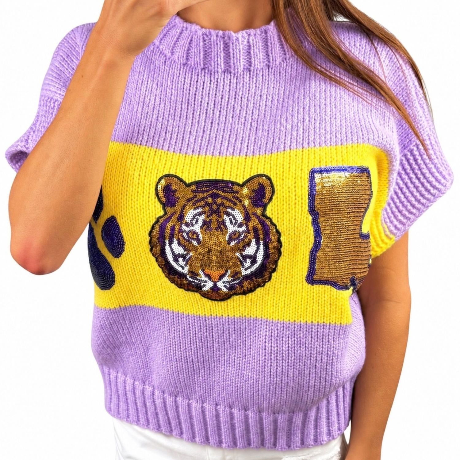 Louisiana Icons Sequin Sweater Top