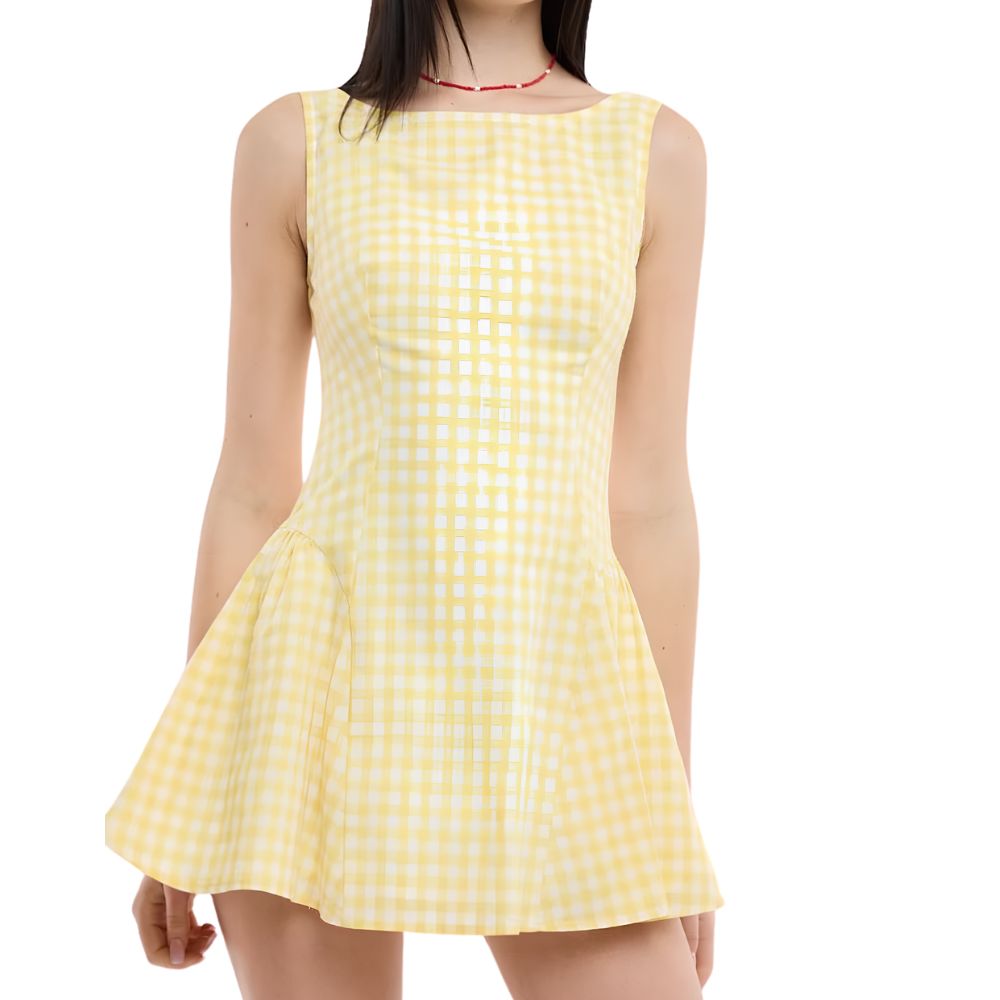 Yellow Gingham Mini Dress