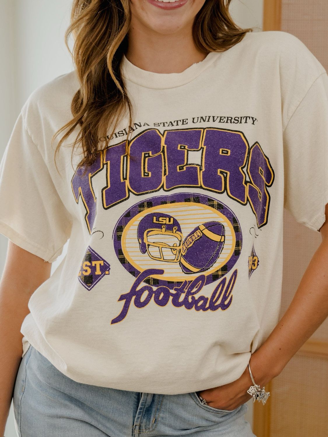 LSU Grid Iron Thrifted Tee