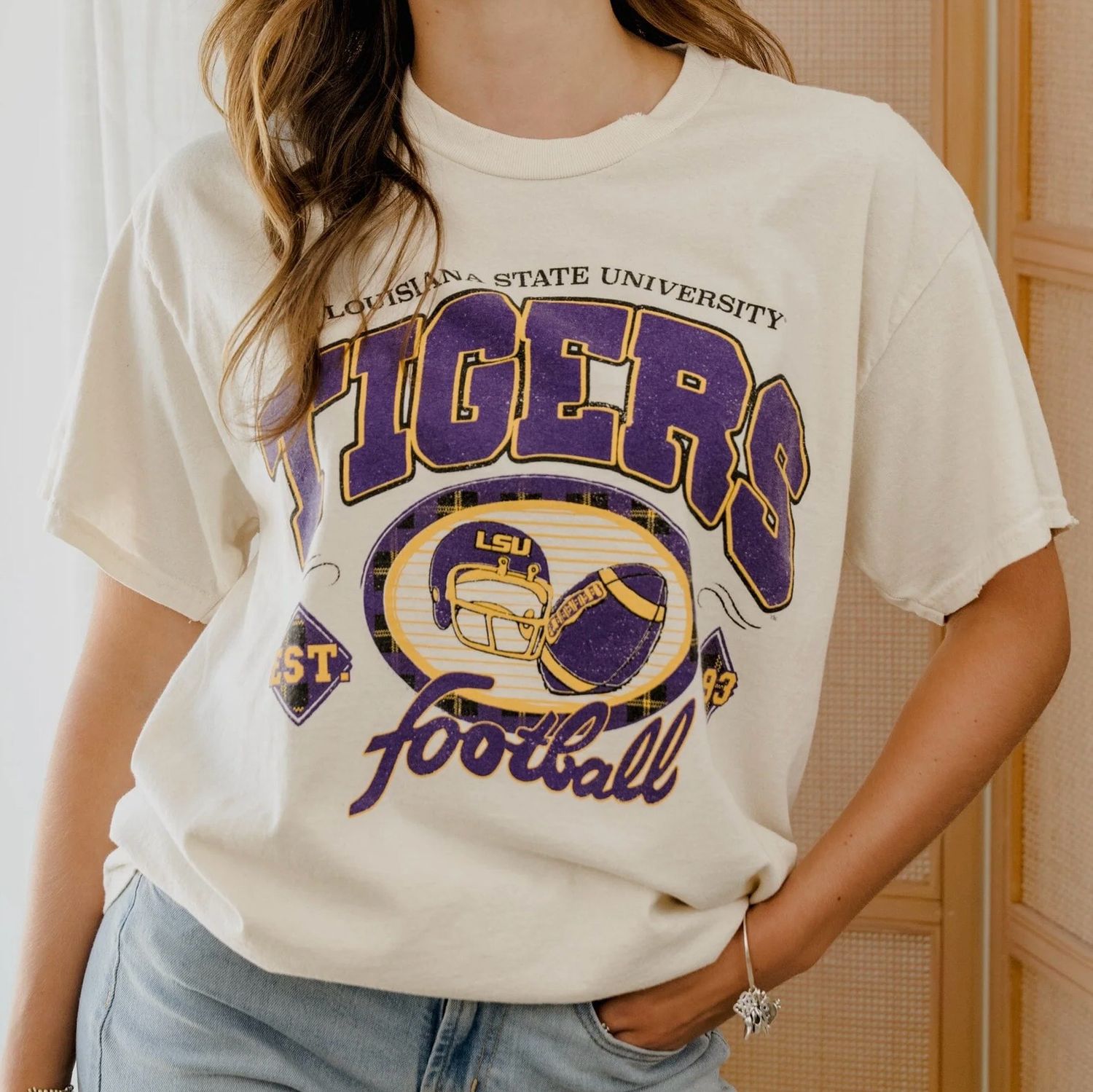 LSU Grid Iron Thrifted Tee