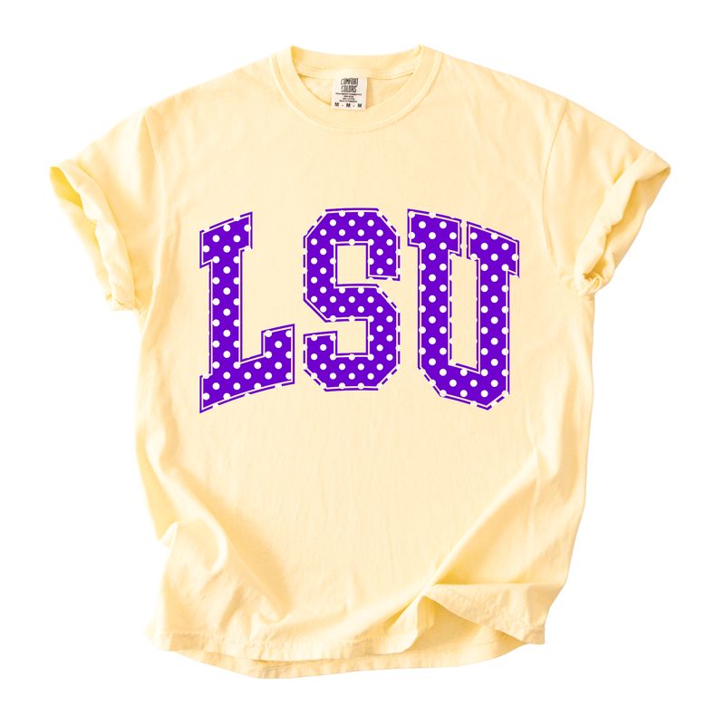 Purple Polka Dot Tigers Tee - Butter Yellow