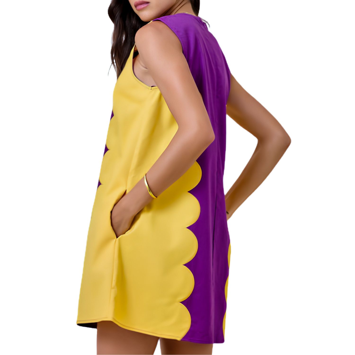 Purple &amp; Gold Scallop Dress
