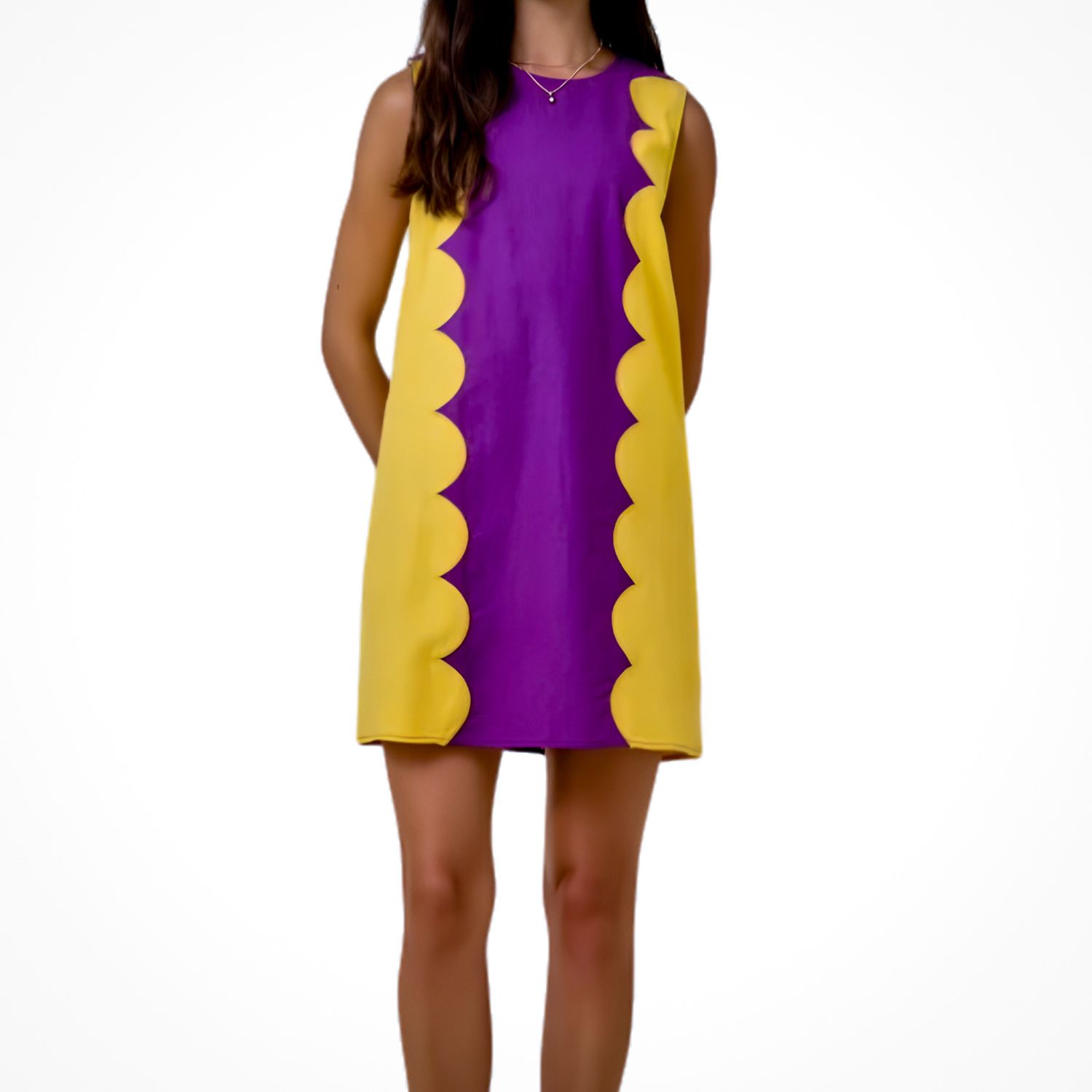 Purple &amp; Gold Scallop Dress
