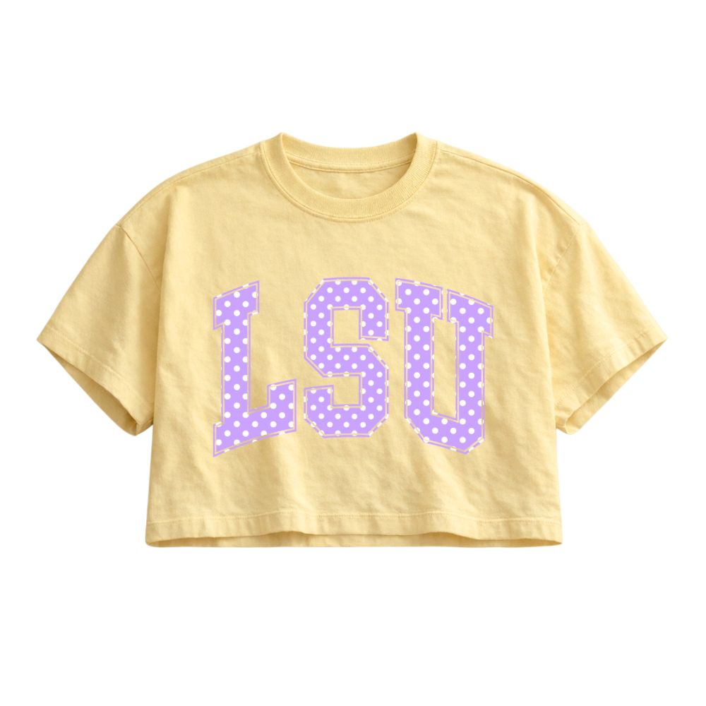 Lavender Polka Dot Game Day Boxy Crop