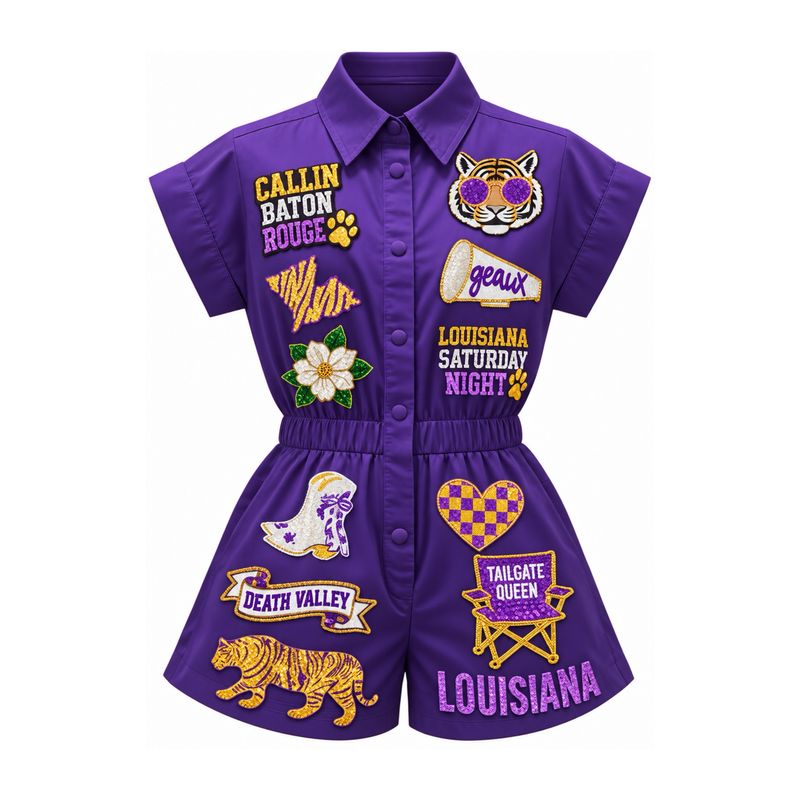 Sequin Patch LSU Romper
