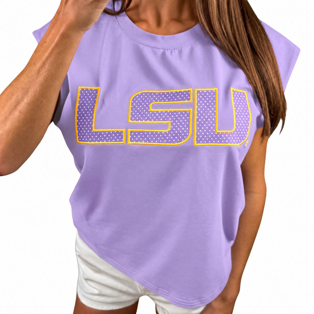 LSU Preppy Polka Dot Top - Lavender