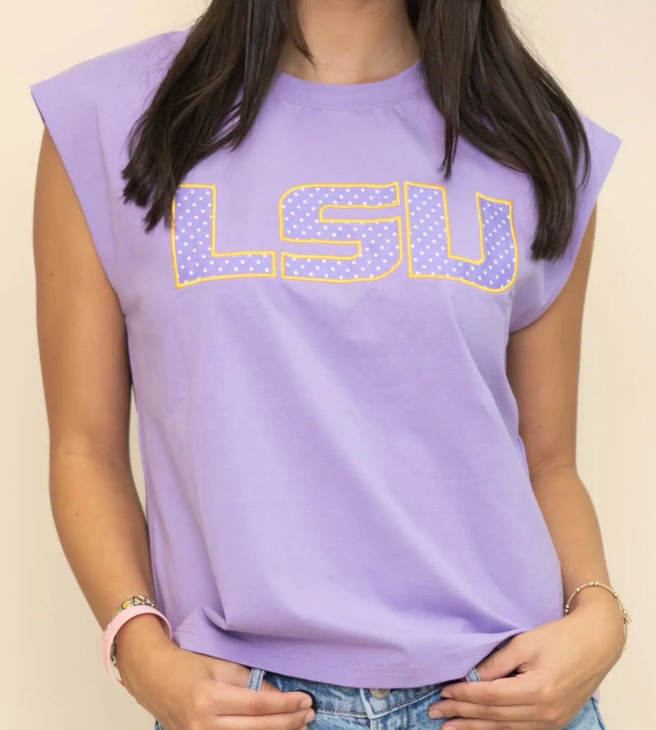 LSU Preppy Polka Dot Top - Lavender