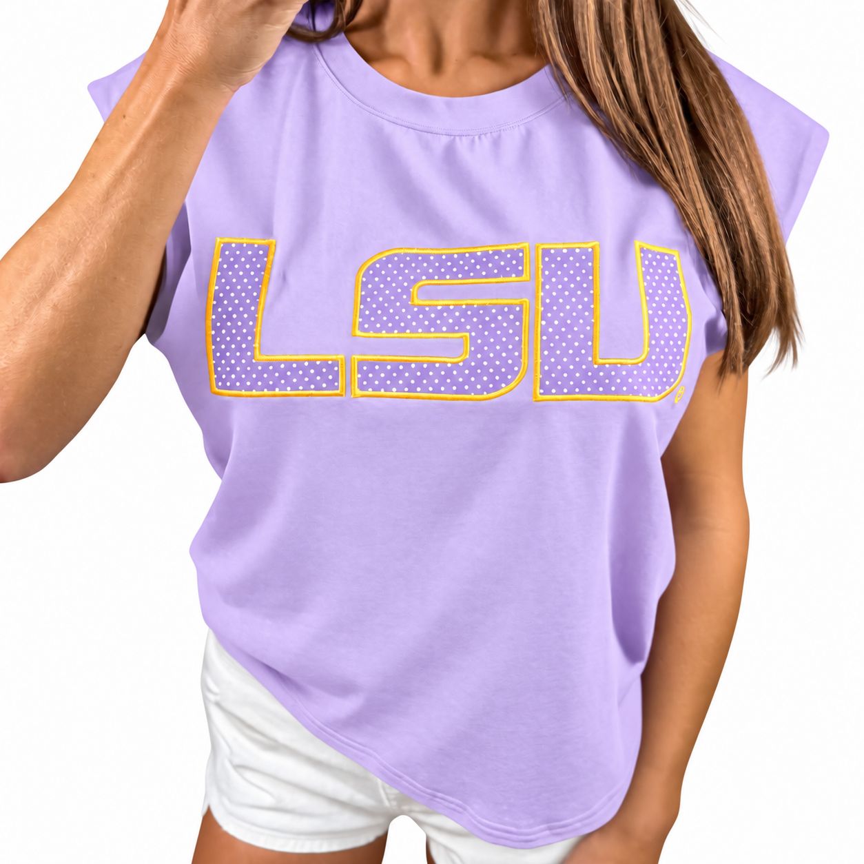 LSU Preppy Polka Dot Top - Lavender
