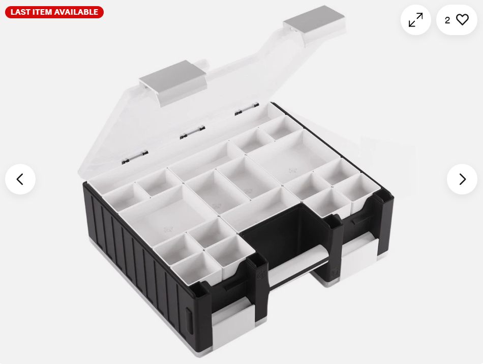 Gamegenic Game Castle - All-in-One Double-Sided Storage Case for Cards and Gaming Accessories, 19 Removable Trays in 5 Sizes - White Black