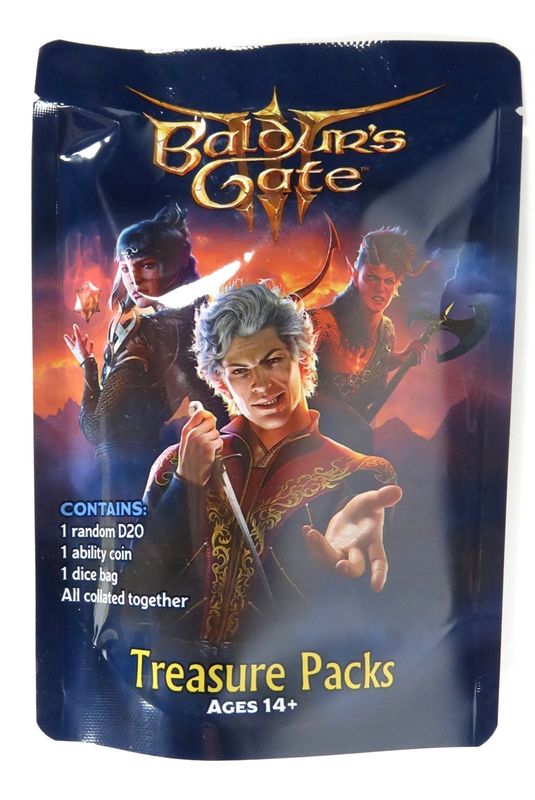 D&amp;D Baldur's Gate Treasure Packs Random D20 Coin Dice Bag 25 Booster