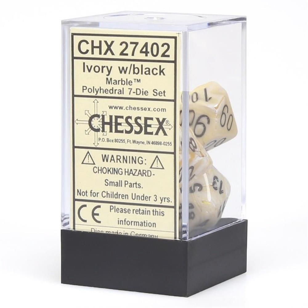CHX27402 Dice-Marble Ivory/Black Set