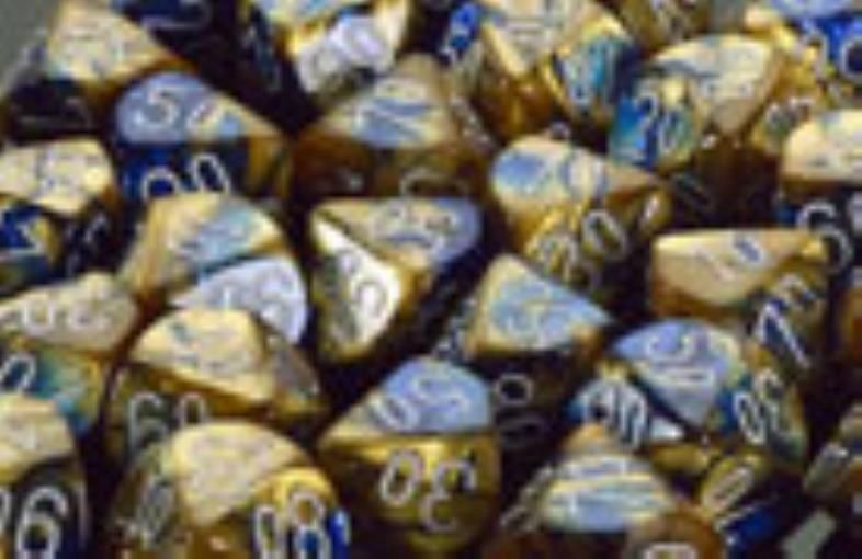 D&amp;D Dice-12mm Gemini Blue &amp; Gold with White Numbering Plastic Polyhedral Dice Set-Dungeons and Dragons Dice Includes 36 Dice – D6