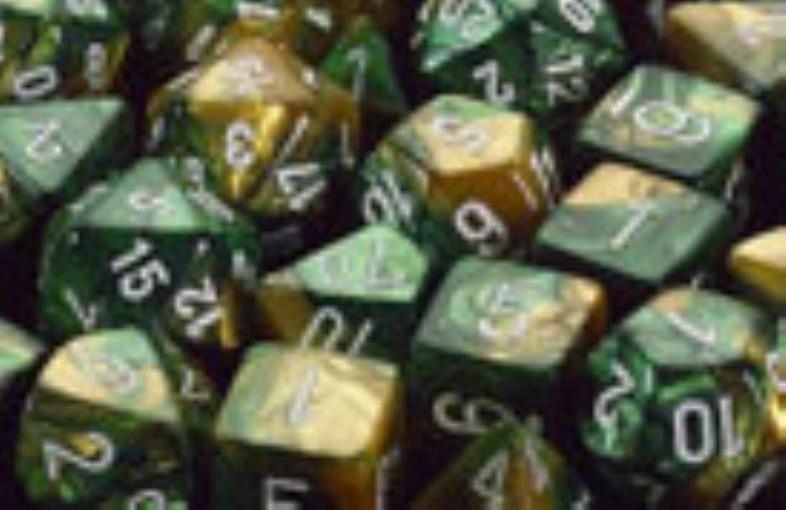 D&amp;D Dice-12mm Gemini Gold-Green/White Plastic Polyhedral Dice Set-Dungeons and Dragons Dice Includes 36 Dice – D6