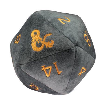 Jumbo D20 Novelty Dice Plush: Grey/Gold